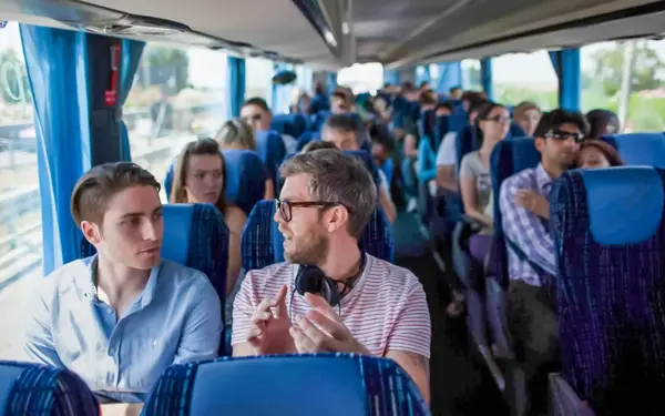 Passengers on board a coach
