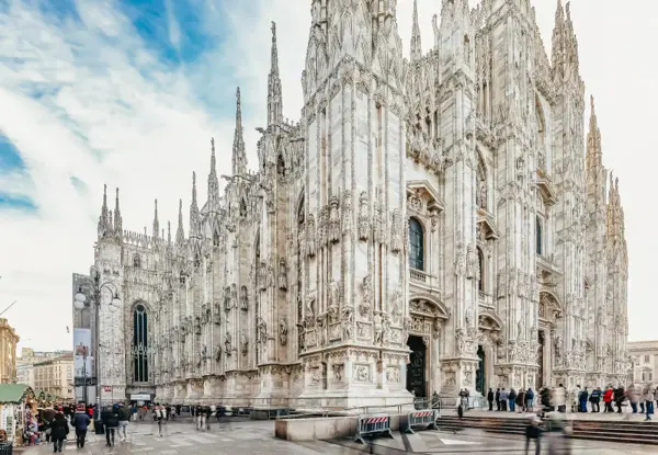The west front of the Duomo seen from the piazza