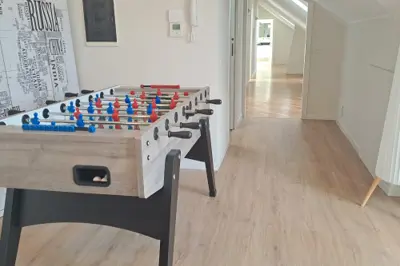The games corner with the foosball table
