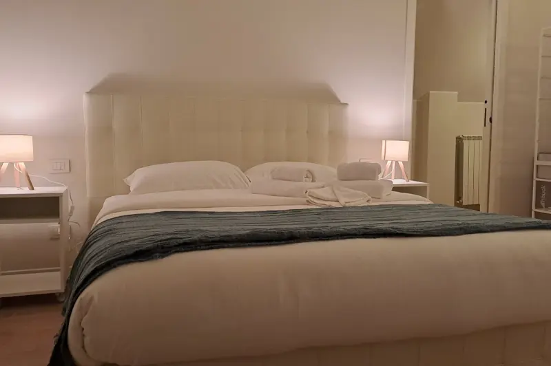 The suite bedroom with double bed and skylight