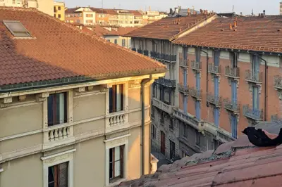 The view over the Milan rooftops from the living room